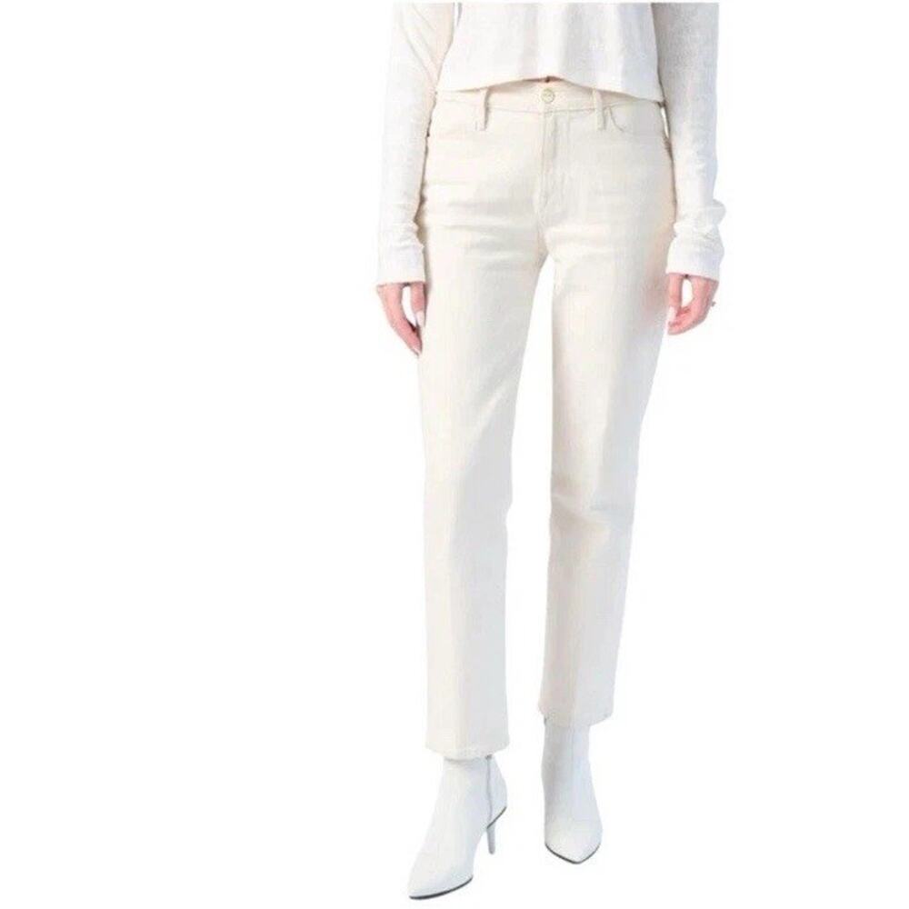 $228 NWT FRAME Le High Straight Jeans Blanc White High Rise Straight Leg Crop 25